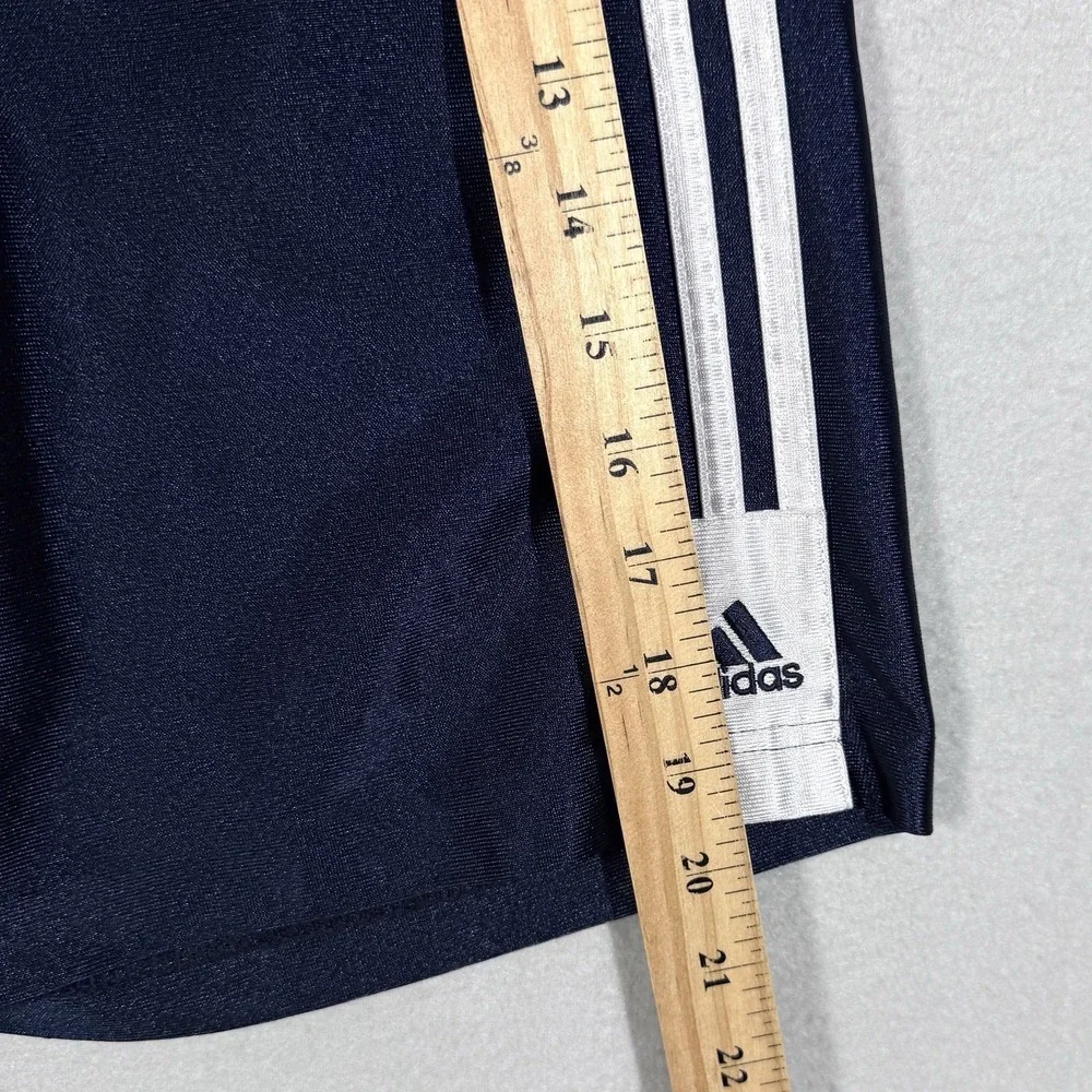 Vintage Adidas Shorts Mens Small Shiny Dazzle Soccer Y2K Blue 3 Stripe Football